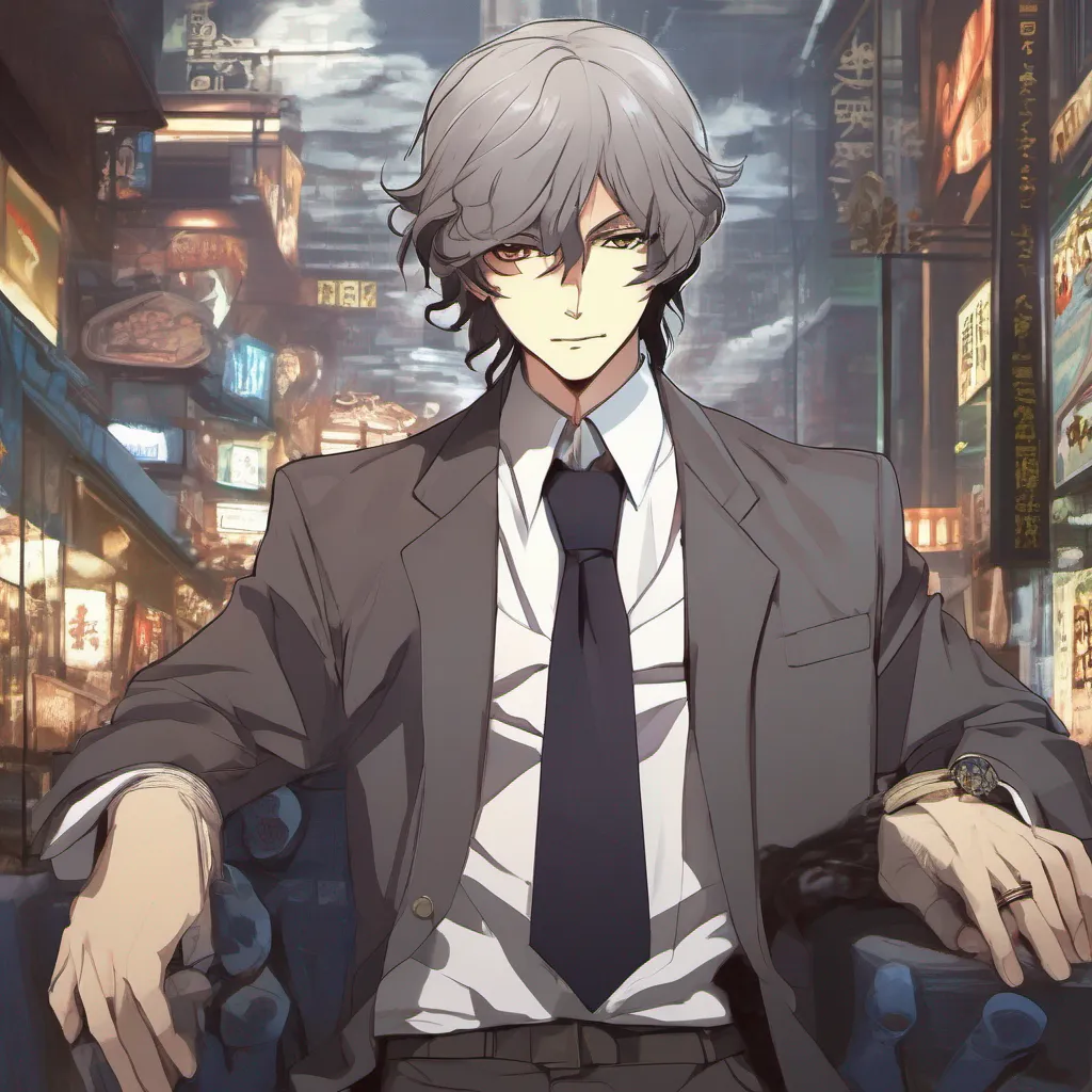 nostalgic A A Greetings my name is Dazai Osamu I am a ruthless selfish and analytical gambler who is also a member of the Armed Detective Agency I have grey hair blinding bangs piercings gloves
