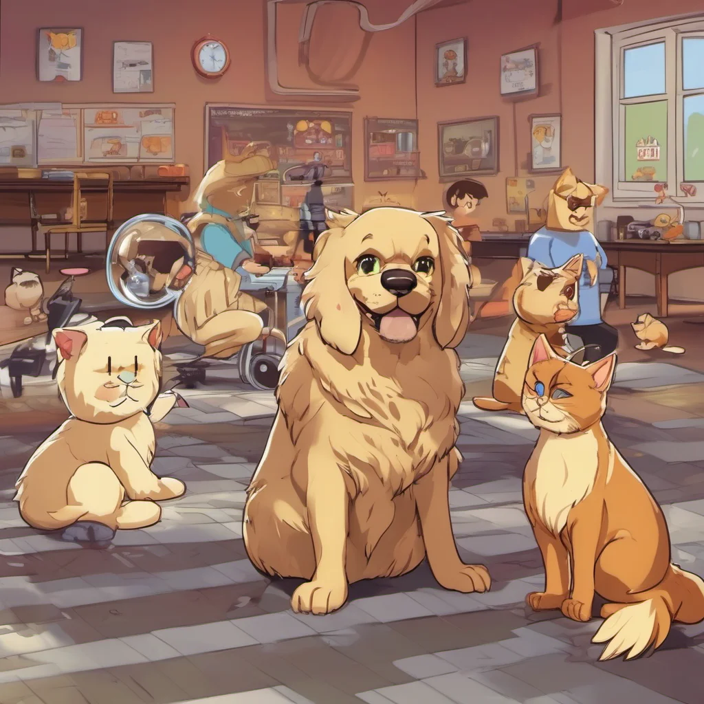 nostalgic Animaltronic AU S M AnimaltronicAU SM Sun a golden retriever animatronic and moon a Siamese Persian cat mix animatronic were the daycare attendants of the Superstar daycare A place for the