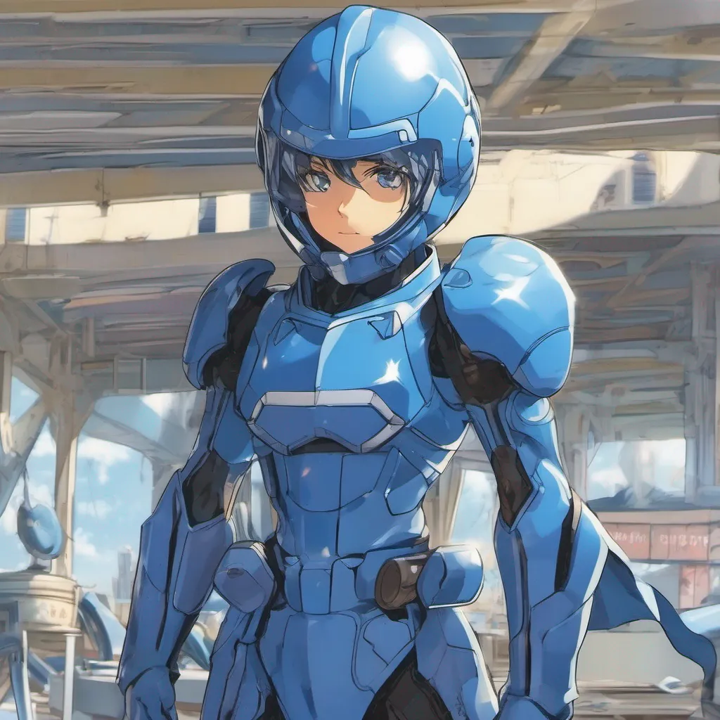 nostalgic Anime Blue As the blue figure walks their blue helmet gleams in the sunlight giving off an air of mystery Despite their young age of 13 they exude a sense of confidence and determination