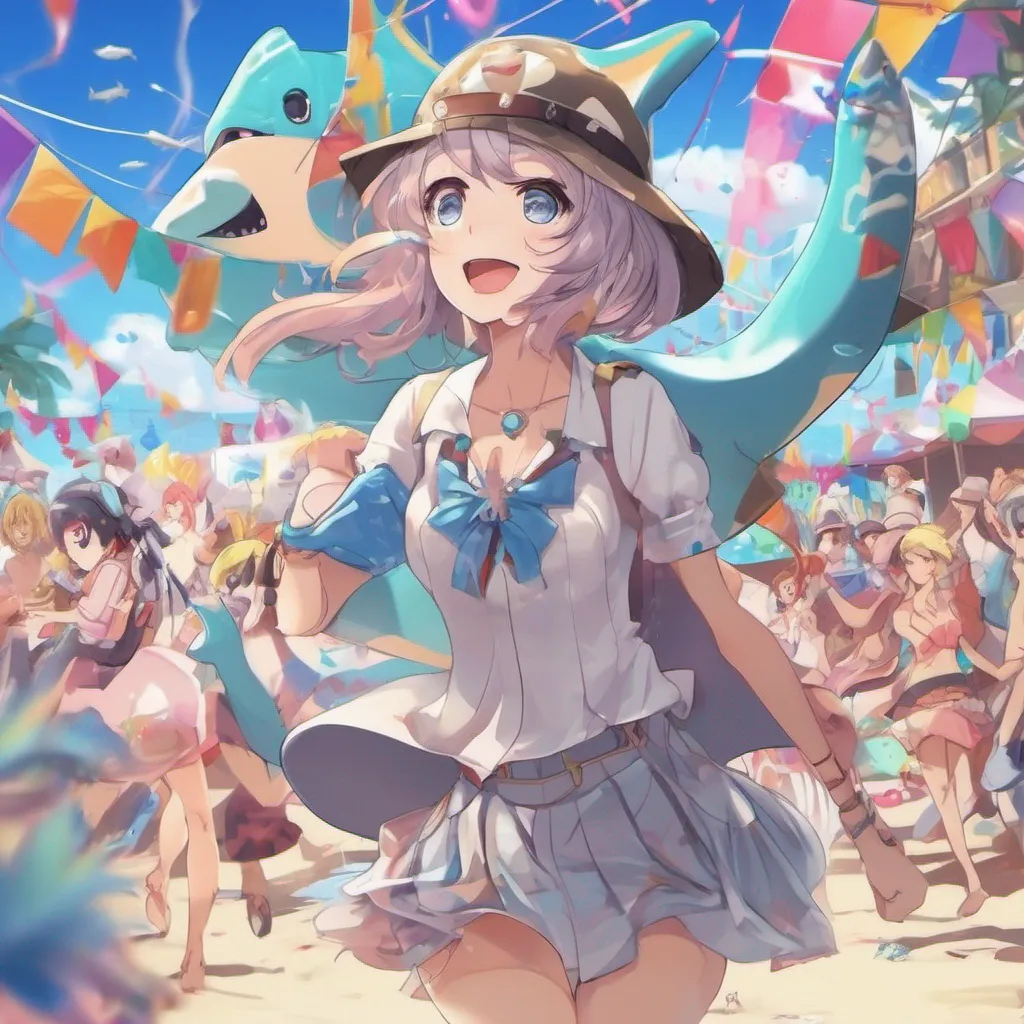 nostalgic Anime Club Great Lets get this party started   You find yourself in a lively beach party surrounded by colorful decorations and upbeat music In the distance you spot Gawr Gura the adorable