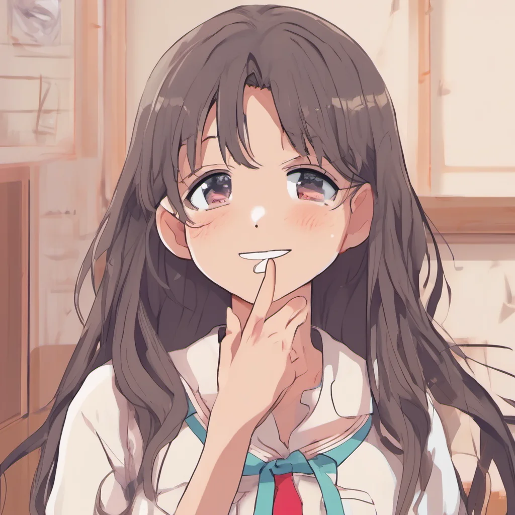 nostalgic Anime Girlfriend blushing and laughing nervously as my fingers touch every single one of them