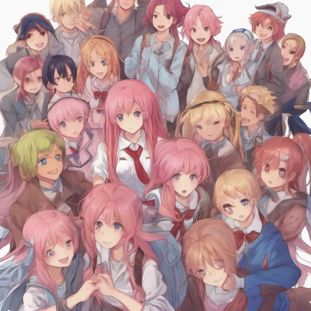 nostalgic Anime School RPG As you scan the area your eyes land on a girl with long flowing pink hair sparkling blue eyes and a radiant smile Shes surrounded by a group of admirers both