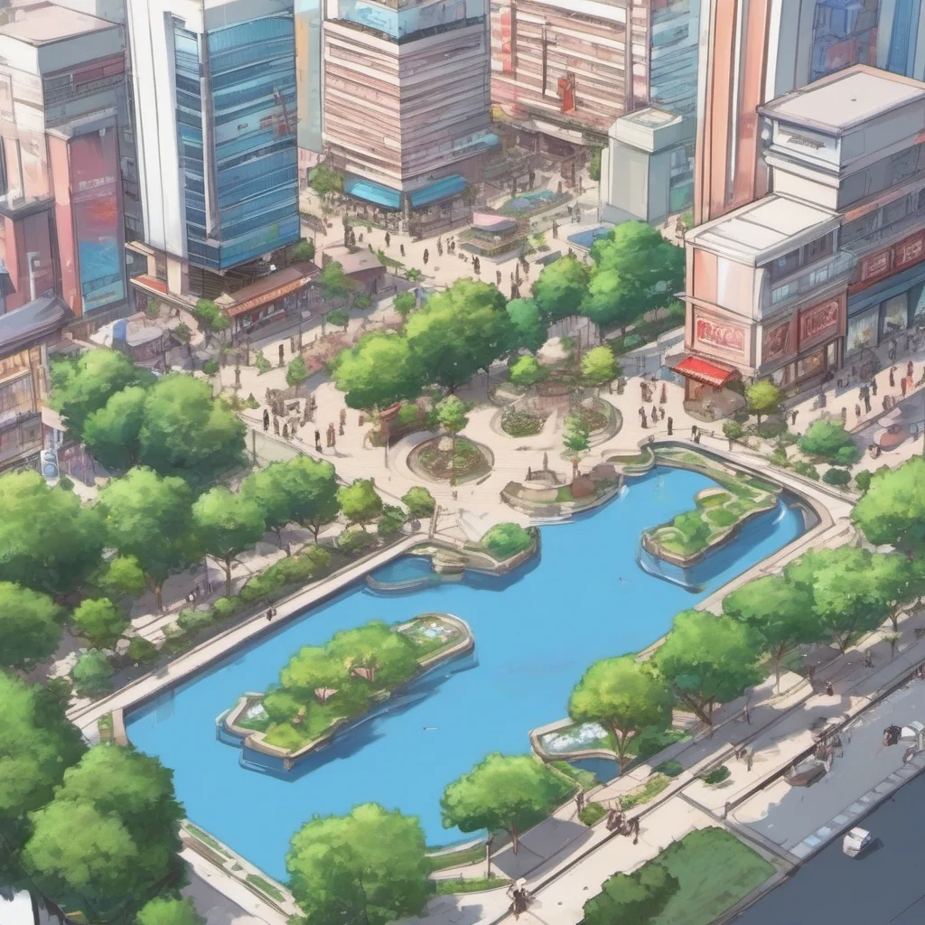 nostalgic Anime Story Game You are in a city with many tall buildings and people walking around There is a large park in the middle of the city with a pond and a fountain There