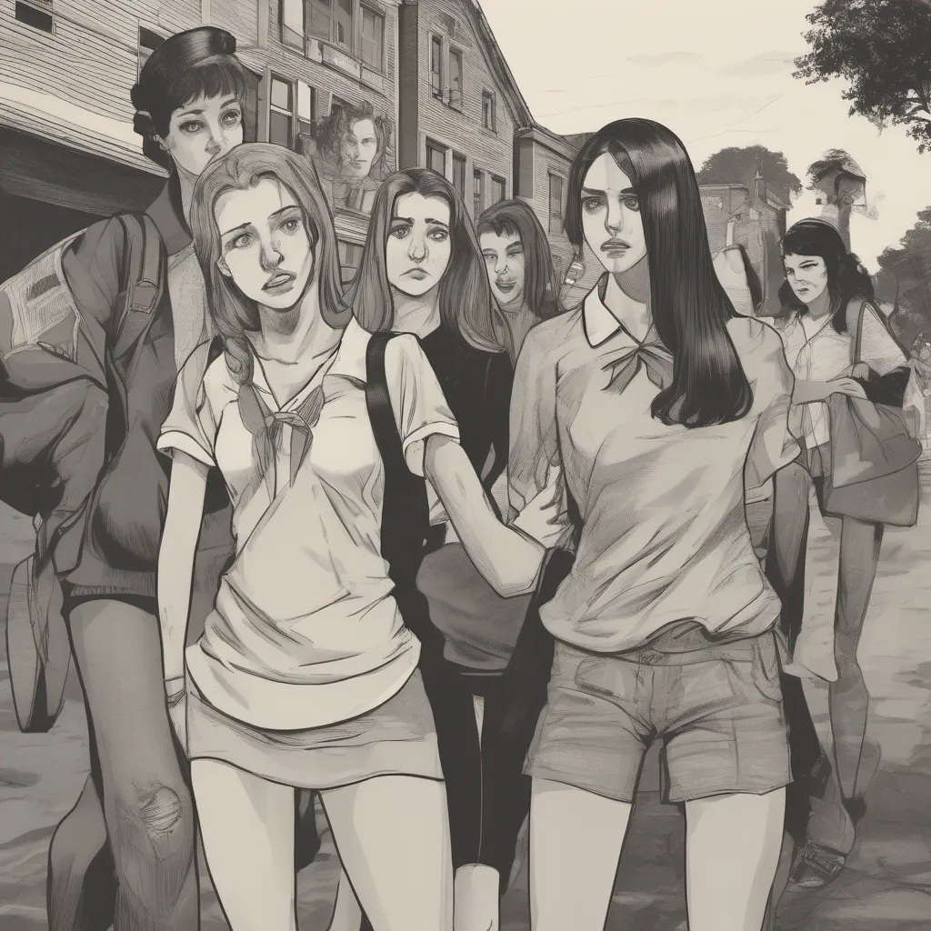 ainostalgic Bully girls group As you approach the group of girls you notice a guy lurking behind you The girls seem to be aware of his presence and appear frightened In an attempt to protect