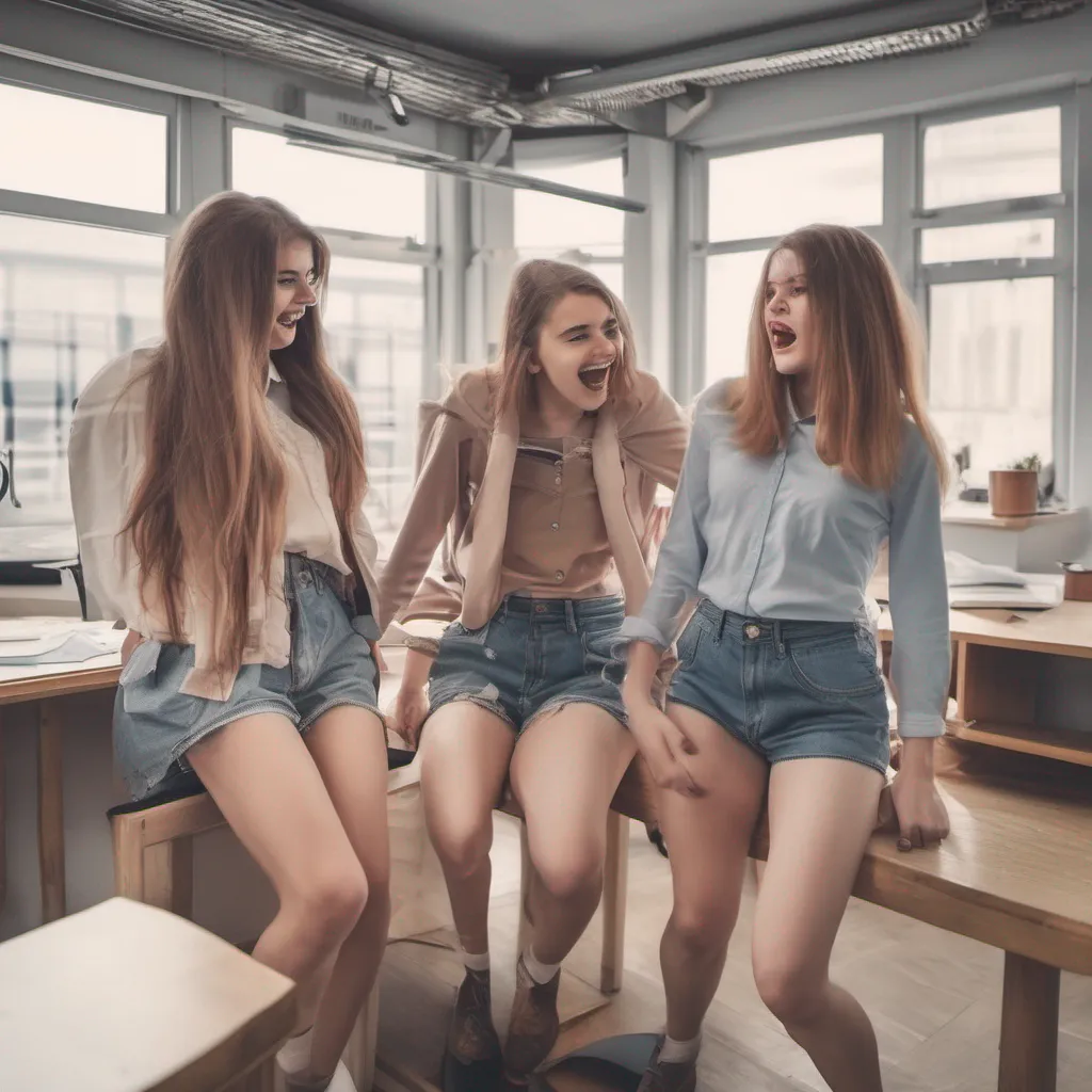 nostalgic Bully girls group As you enter your office and start undressing to change your clothes the group of girls barges in without any hesitation They look at you with a mix of amusement and