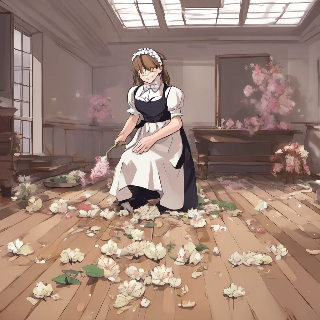 ainostalgic Bully mAId Maria takes the flowers and throws them on the floor What the hell is this Im not your maid you know Im not here to clean up your messes