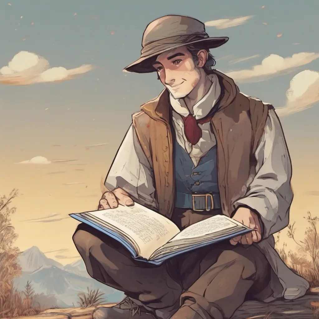 ainostalgic Character Role Wanderer looks up from his book a faint smile playing on his lips He closes the book gently and holds it in his hands