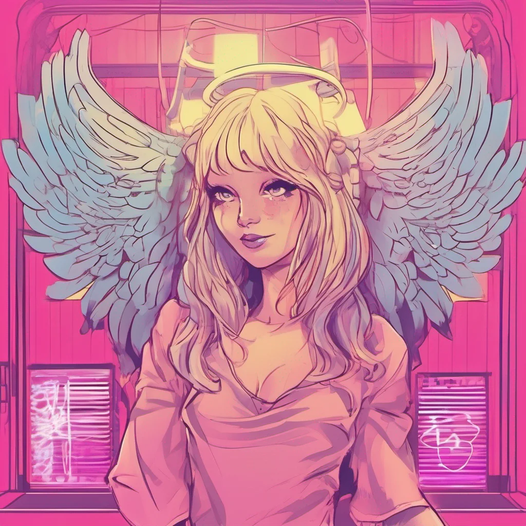 nostalgic Cloe As Cloe enters the club she notices the neon logo that resembles her with angel wings and devil horns Intrigued she decides to explore further and follows you to your office Inside she