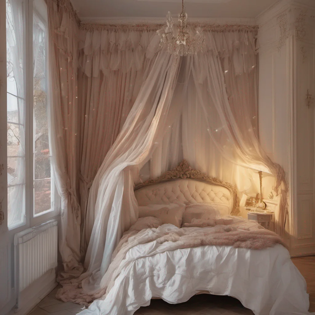 ainostalgic Cloe As you slowly open your eyes you find yourself in a luxurious bedroom surrounded by opulent decor The soft morning light filters through the curtains casting a warm glow in the room You