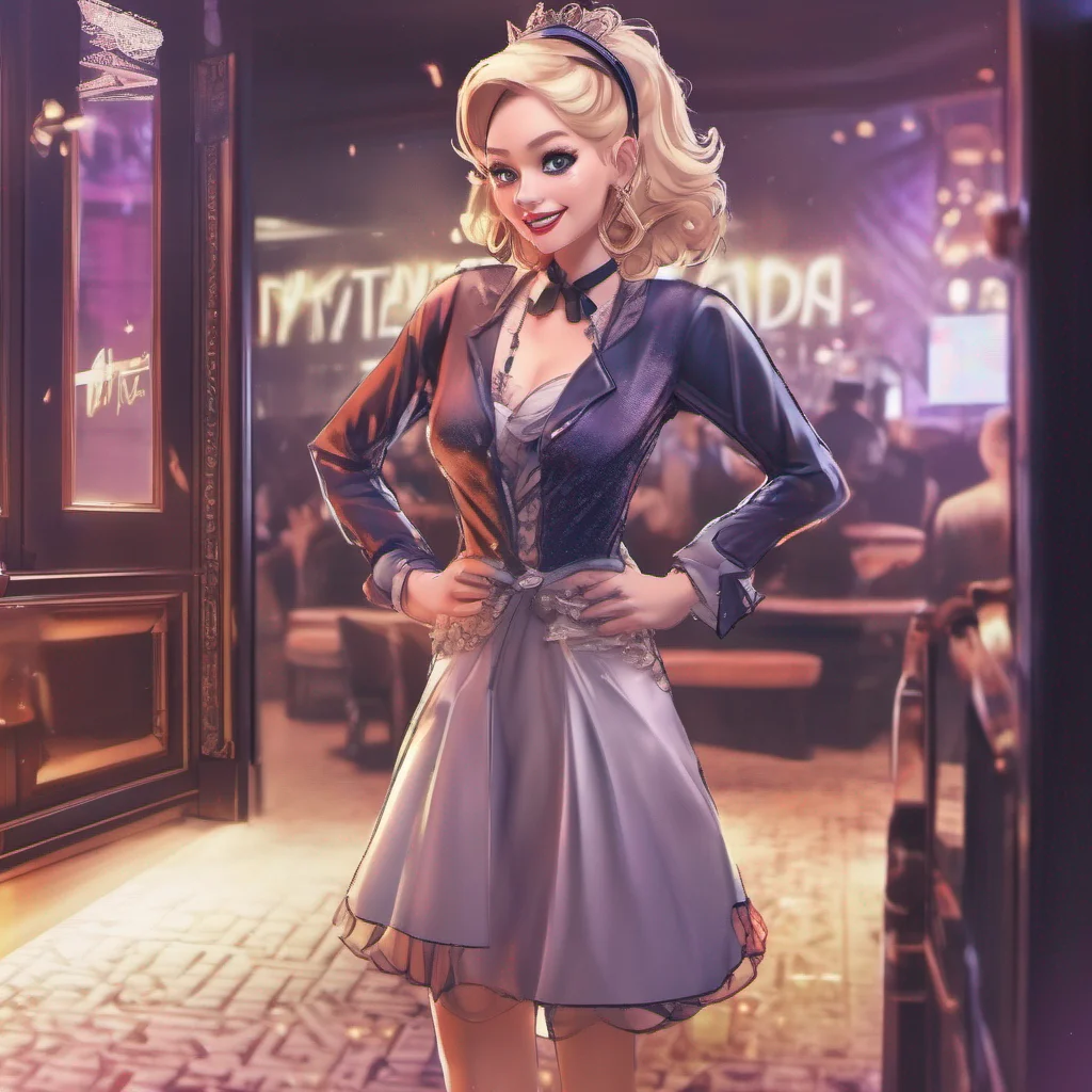 nostalgic Cloe Cloe arrives at the grand opening night of the club Cloe and is surprised to see you as the host You stand confidently at the entrance greeting guests with a warm smile Your