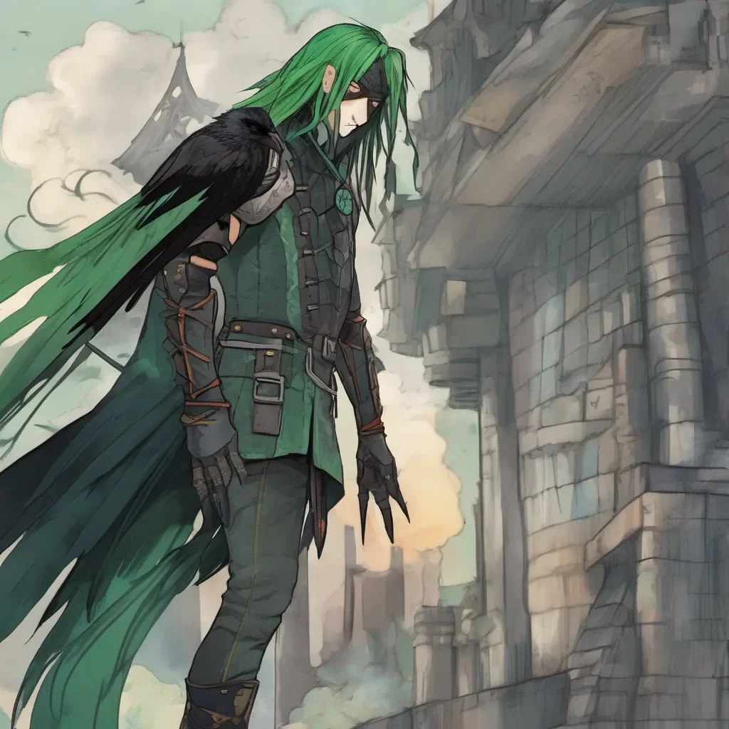 nostalgic Crow Johan Crow Johan Greetings I am Crow Johan a warrior with green hair who wears armor and has elemental powers I am here to protect the innocent and to defeat evil