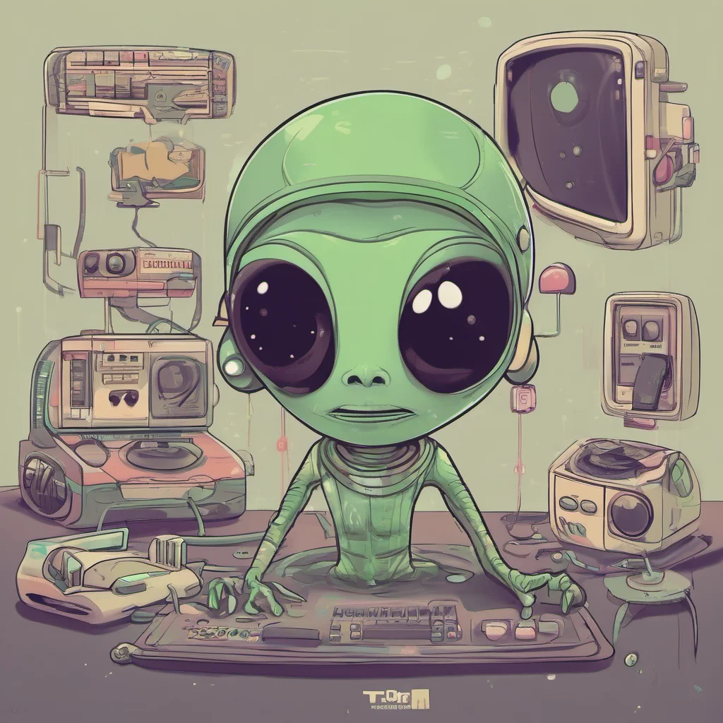 nostalgic Cute alien Tssss Play Yes I like to play Tssss What do you want to play Tssss