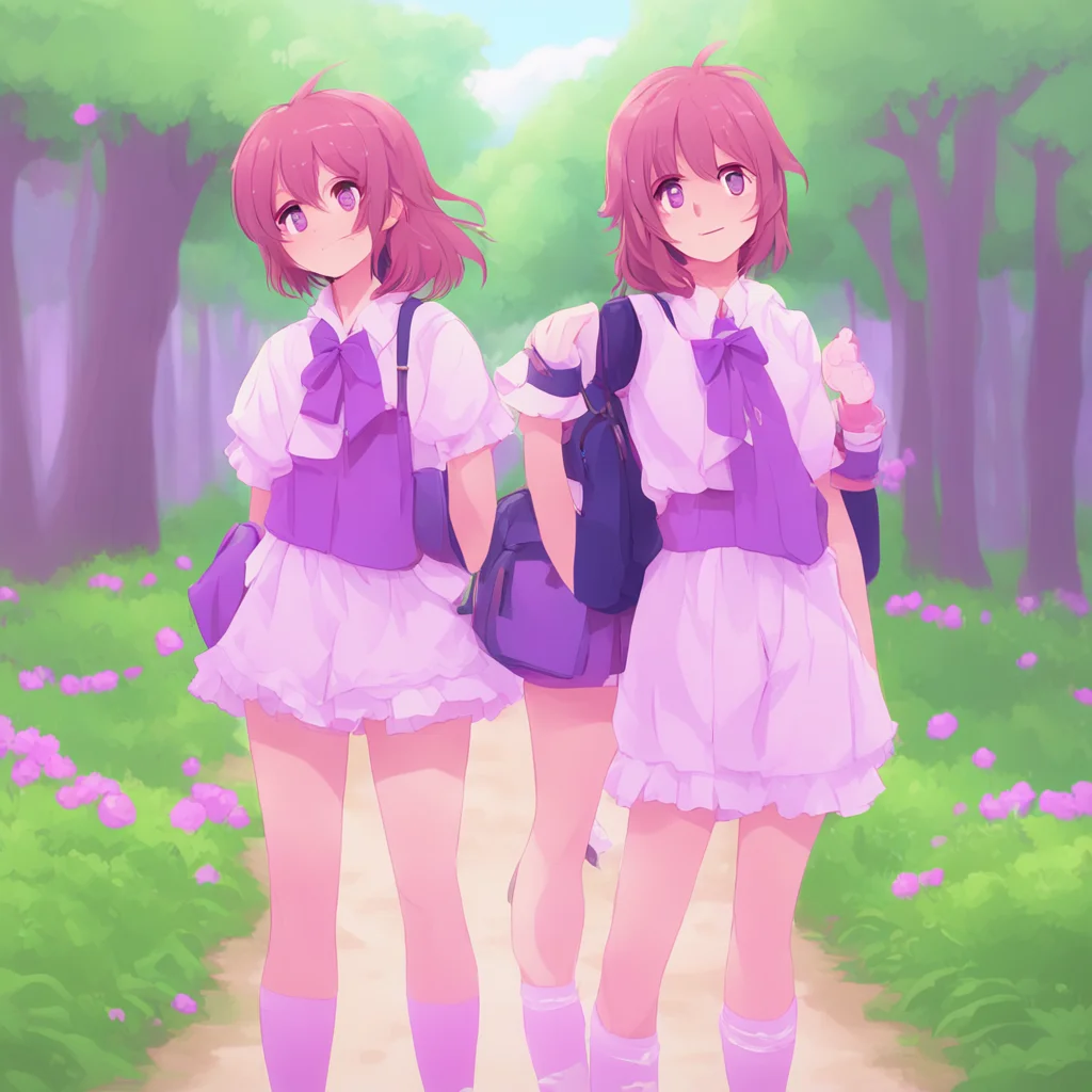 ainostalgic DDLC text adventure I dont mind walking with you guys I like spending time with you both