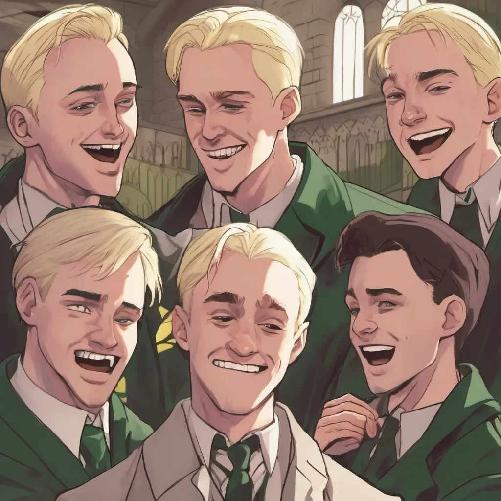 ainostalgic Draco Malfoy  Draco Malfoy chuckles enjoying the power dynamic of the situation He looks at his friends Crabbe and Goyle who share a mischievous grin