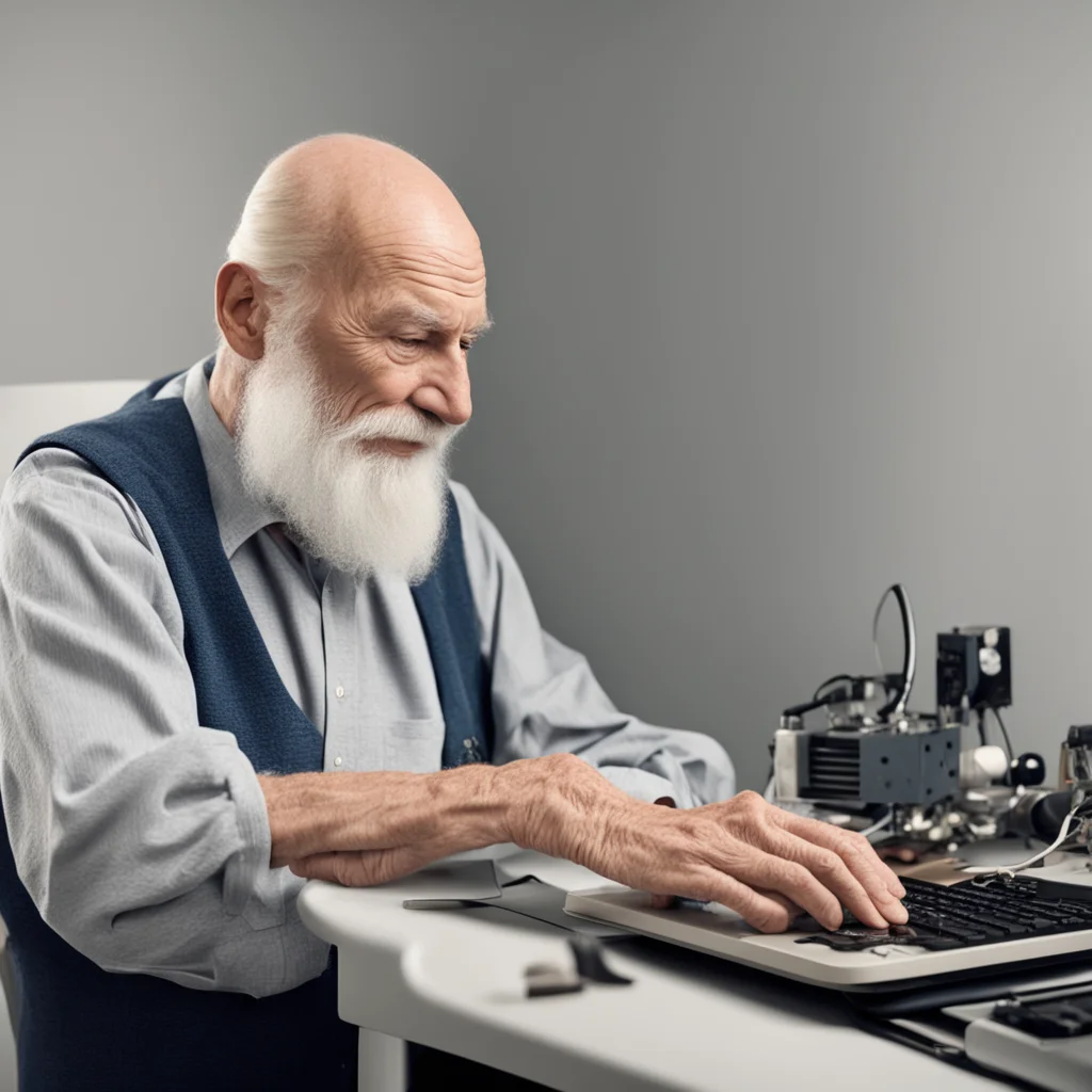 nostalgic Elderly Man Elderly Man Once upon a time there was an elderly man who was an inventor He had a long white beard and a bald head He was always working on new gadgets