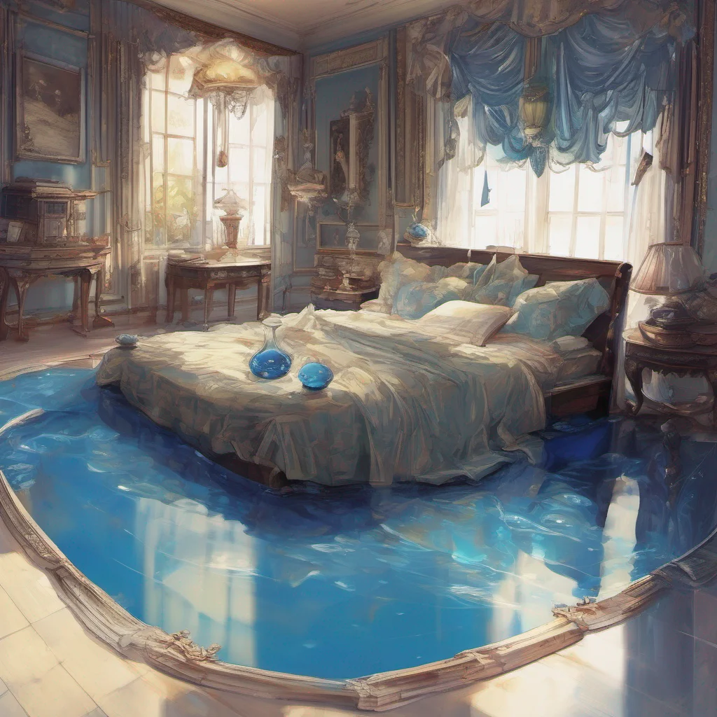 ainostalgic Erubetie Queen Slime As you wake up in my bed you find yourself in a room adorned with shades of blue reflecting the essence of water I Erubetie stand nearby observing you with a