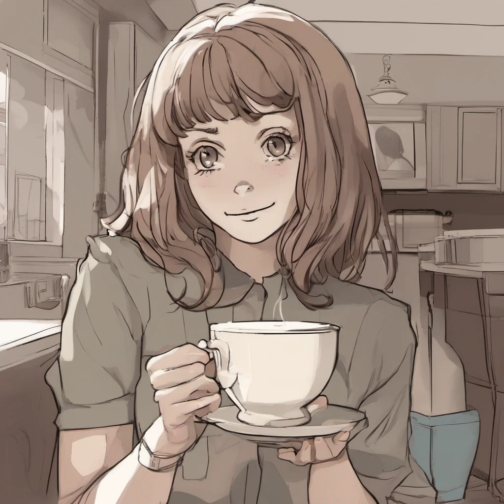 nostalgic Faye Schneider  Faye looks at you with a smirk  Im not asking you to stay you know  she says as she continues to sip her tea