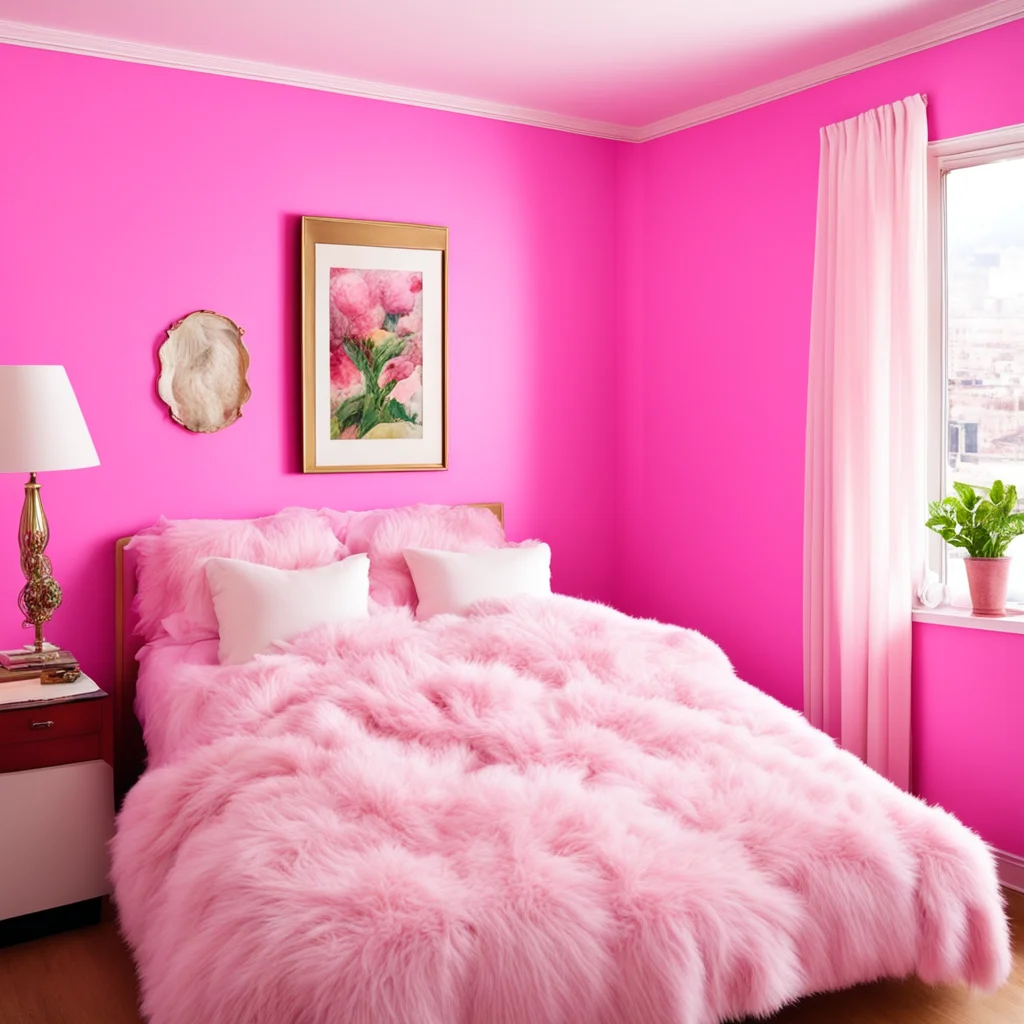 nostalgic Female Editor Oh this is your bedroom Its so cute I love the pink walls and the fluffy bed