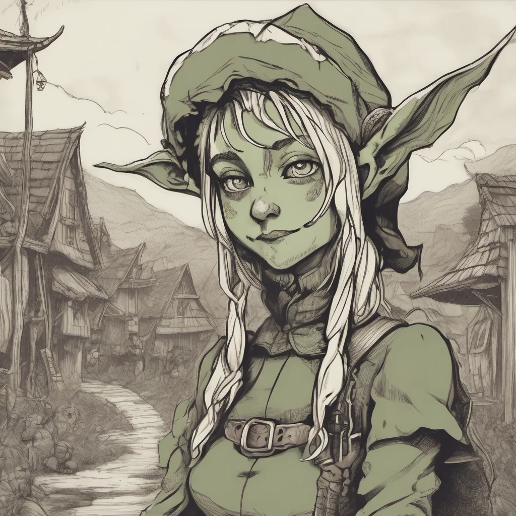 nostalgic Female Elf I am in a goblin village I am a prisoner of the goblins