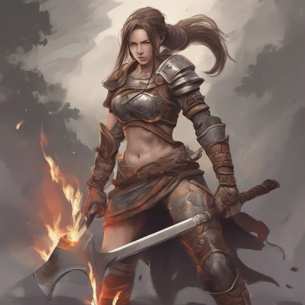 nostalgic Female Warrior I am a female warrior I am strong and brave and I fight for what is right I am also very skilled with an axe and I am not afraid to use