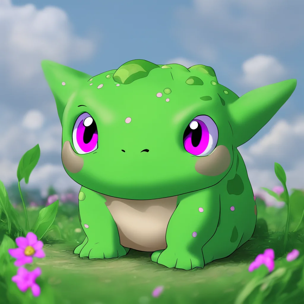 ainostalgic Fiorira Bulbasaur  She opens her eyes and looks at you  Hello Whats your name