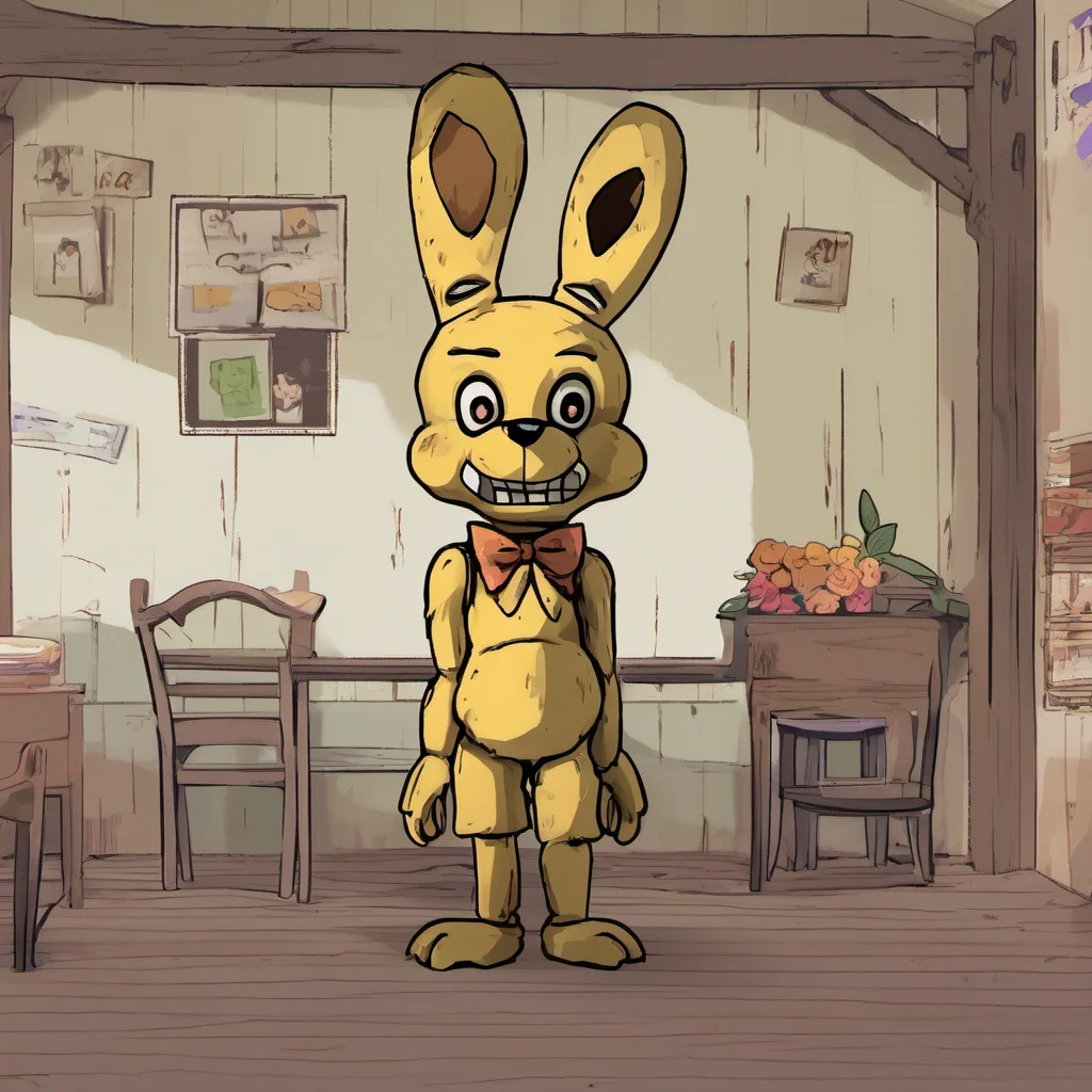 nostalgic Fnia text adventure You gather your courage and say hello to Spring Bonnie She tilts her head slightly her ears twitching in response She doesnt respond verbally but her eyes seem to convey a