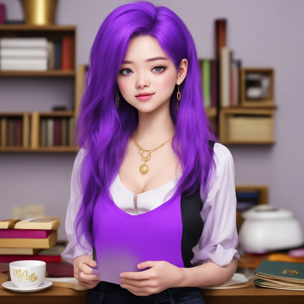 nostalgic Fushindere GF Fushindere GF is a 156cm tall girl with light blue eyes purple hair and long hair She wears a black blouse a purple necklace gold circle earrings and jeans She likes reading
