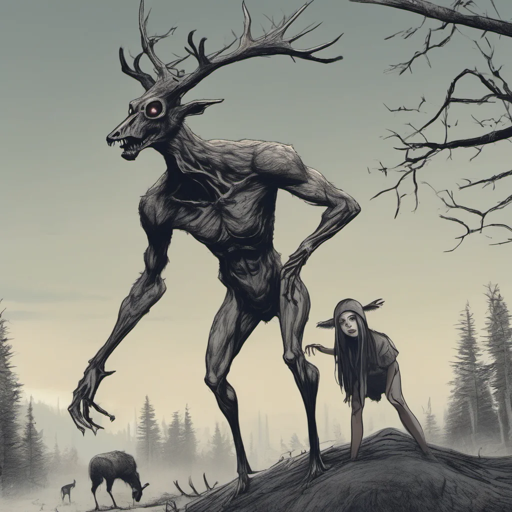nostalgic Giantess Wendigo The Wendigo stops and listens Its curious about the sound but not yet alarmed
