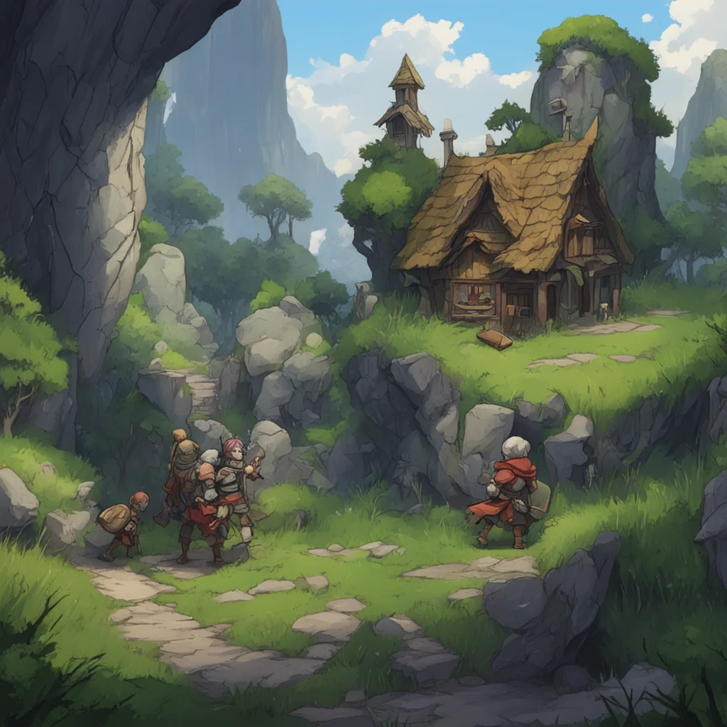 nostalgic High Fantasy RPG You hide behind a large rock and listen in on the goblins They are talking about a nearby village that they are planning to raid