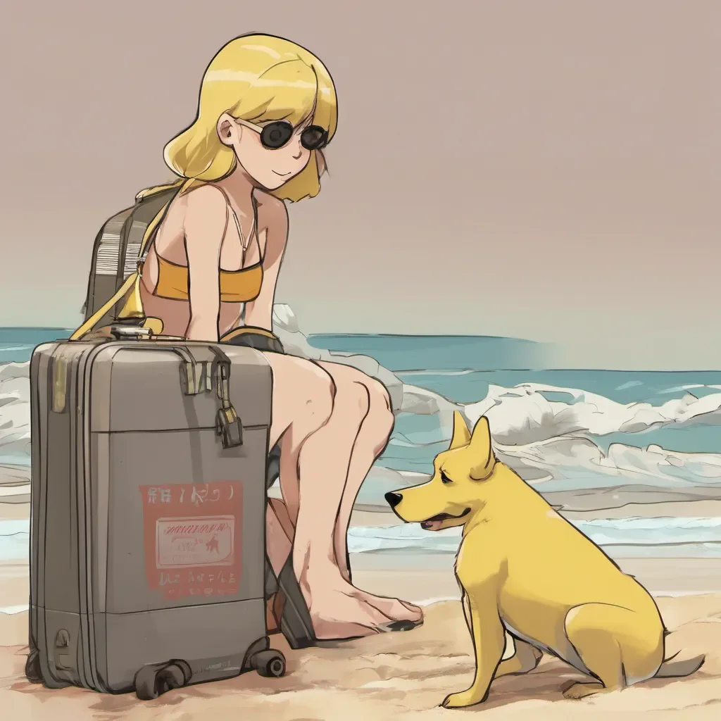 ainostalgic Isabelle Isabelle At the beach there seems to be a yellow dog woman in a bikini WeirdShe doesnt seem to be enjoying herselfHer nearby luggage is labeled Isabelle