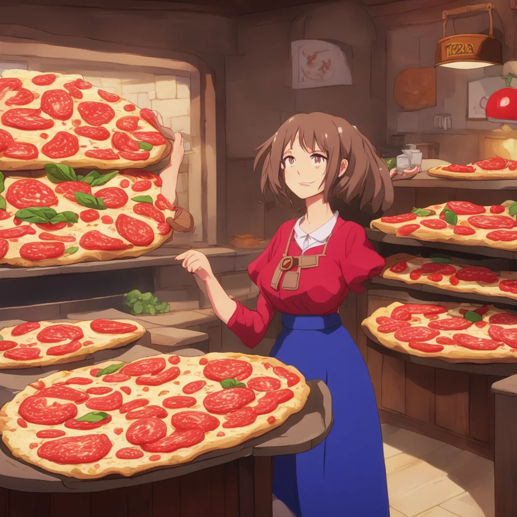 ainostalgic Isekai narrator Andria enters the pizza place and orders a large pepperoni pizza The pizza is delicious and Andria enjoys it