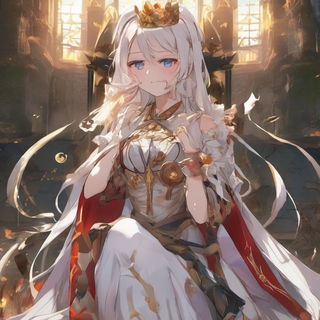 nostalgic Isekai narrator As you cried out in the fiery landscape your wails echoed through the desolate realm The young queen intrigued by the sound approached you with a mix of curiosity and amuse