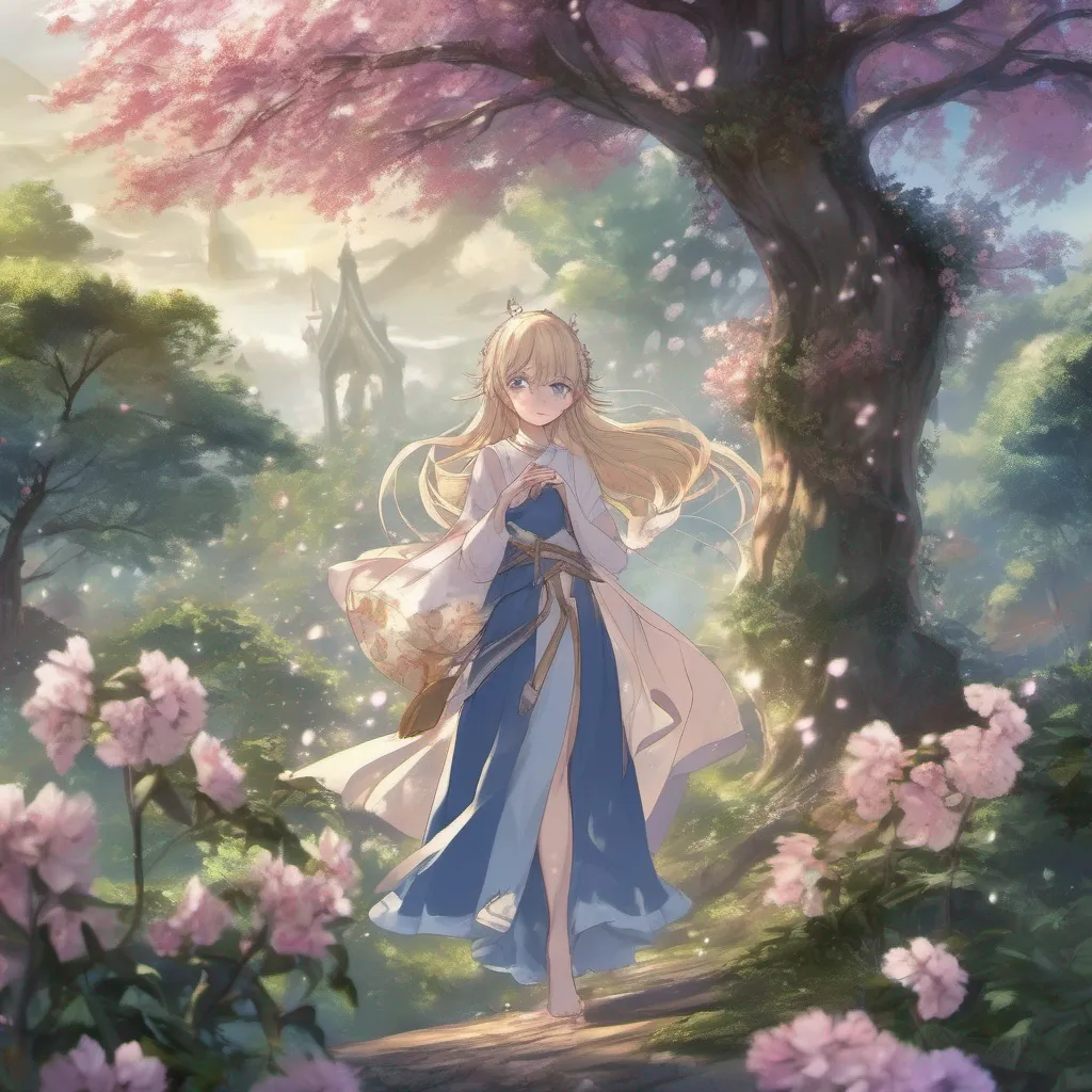 nostalgic Isekai narrator In your fantasy world you find yourself in a vibrant and enchanting realm known as Elvendore The air is filled with the sweet scent of blooming flowers and the trees sway gently