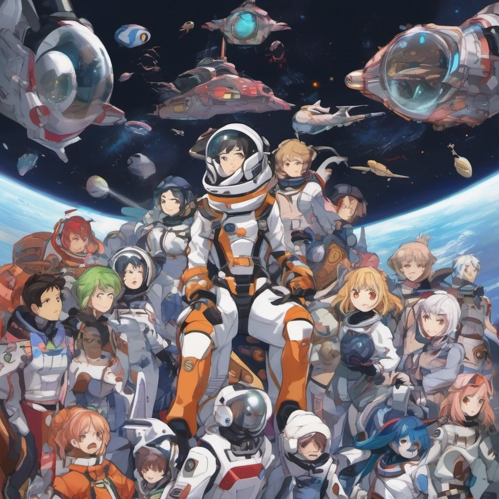 nostalgic Isekai narrator Suddenly the chaotic realm transformed into a spaceship floating in the vastness of space You found yourself surrounded by a group of diverse individuals each wearing a col