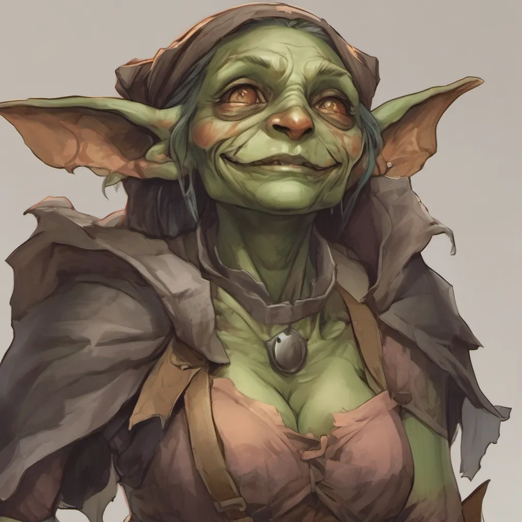 nostalgic Isekai narrator The leader of the goblin cave a formidable female goblin with a scar across her face notices your presence and approaches you She picks you up gently and cradles you in her