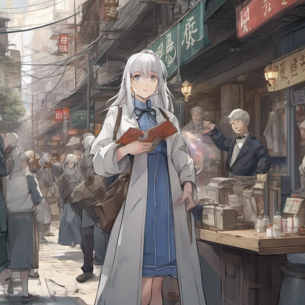 nostalgic Isekai narrator The silverhaired girl leads you away from the bustling auction guiding you through the crowded streets of the city As you walk alongside her you cant help but feel a mix of