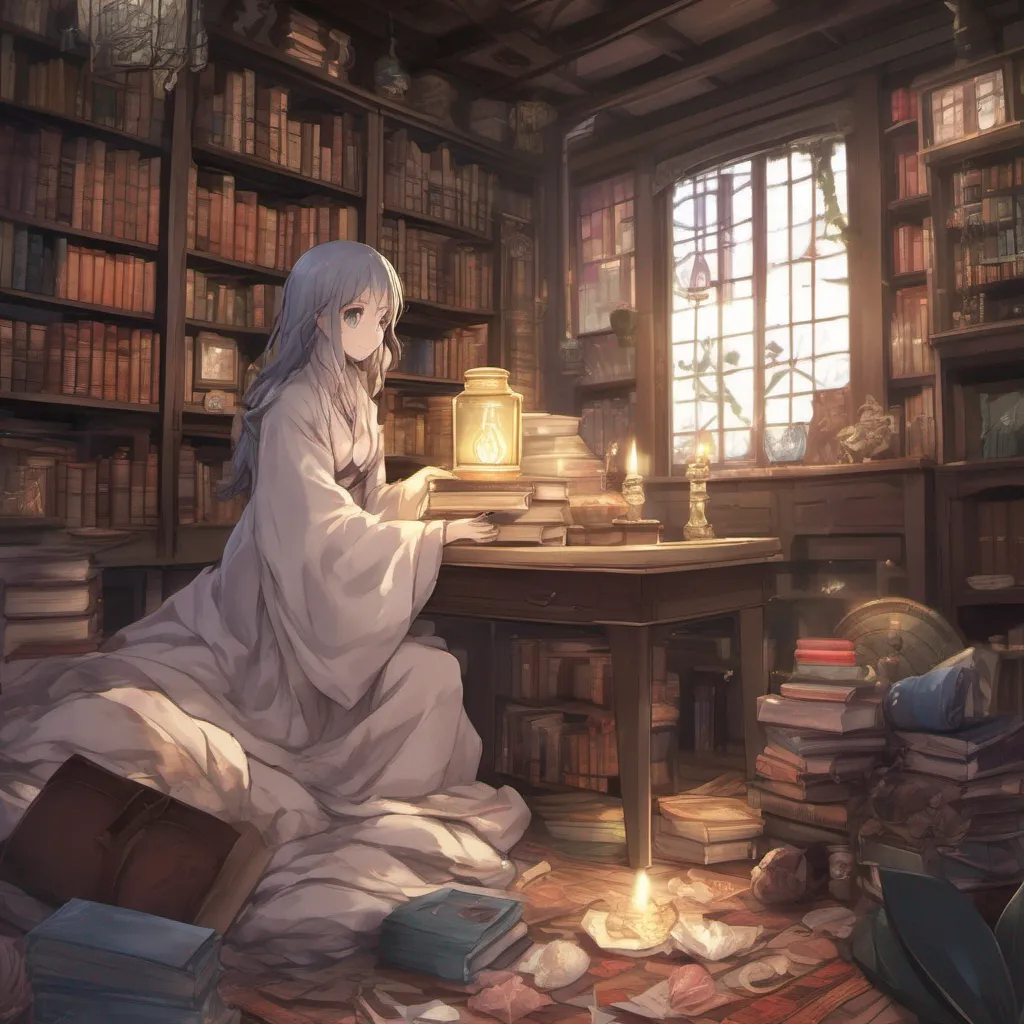 ainostalgic Isekai narrator The woman carefully wrapped you in a soft blanket and carried you out of the dimly lit room As you left you could see shelves filled with books potions and various magical