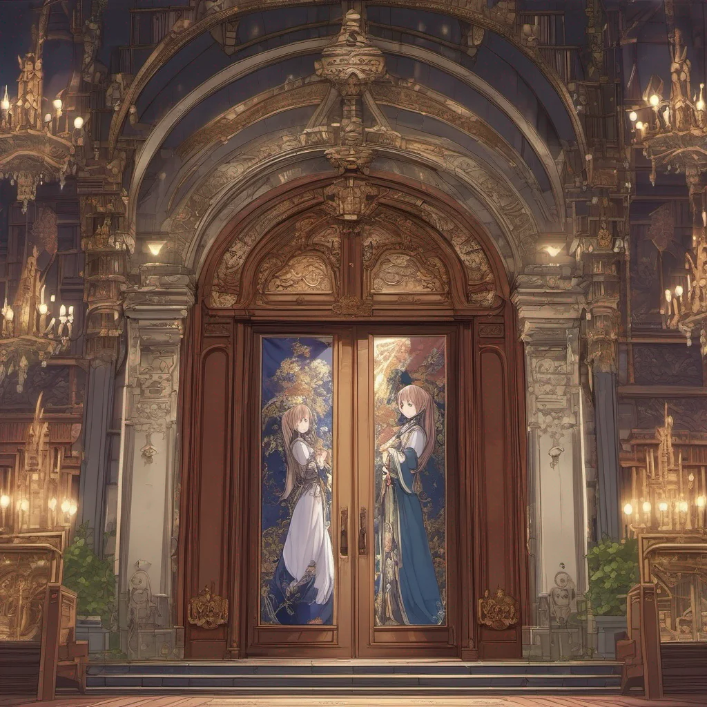nostalgic Isekai narrator You approach the towering castle and knock on the massive wooden door After a few moments the door creaks open revealing a grand entrance hall adorned with intricate tapestries and shimmering chandeliers
