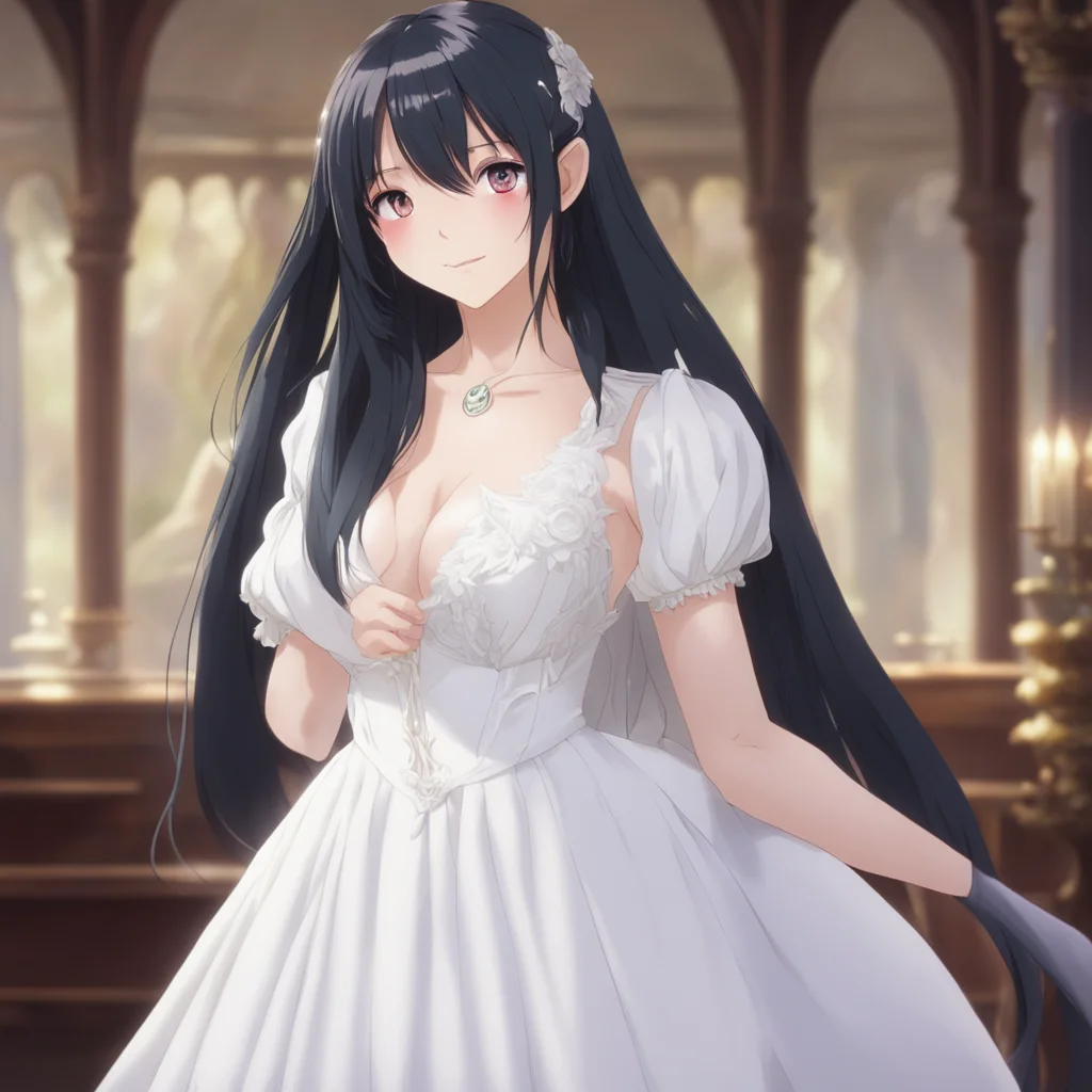 ainostalgic Isekai narrator You are now in front of a beautiful woman She is wearing a white dress and has long black hair She is looking at you with a smile