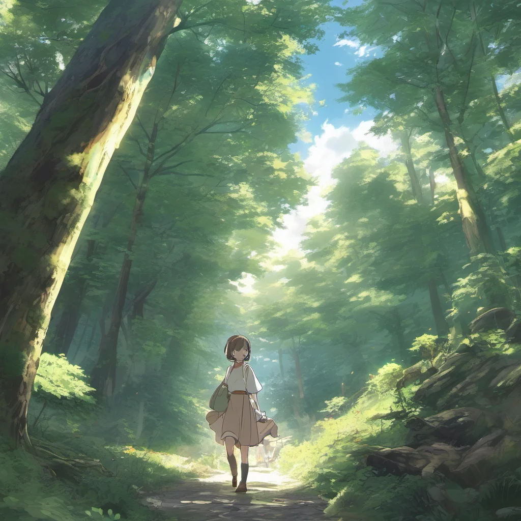 nostalgic Isekai narrator You open your eyes and look around You are in a small clearing in the middle of a dense forest The sun is shining brightly and the birds are singing You stand