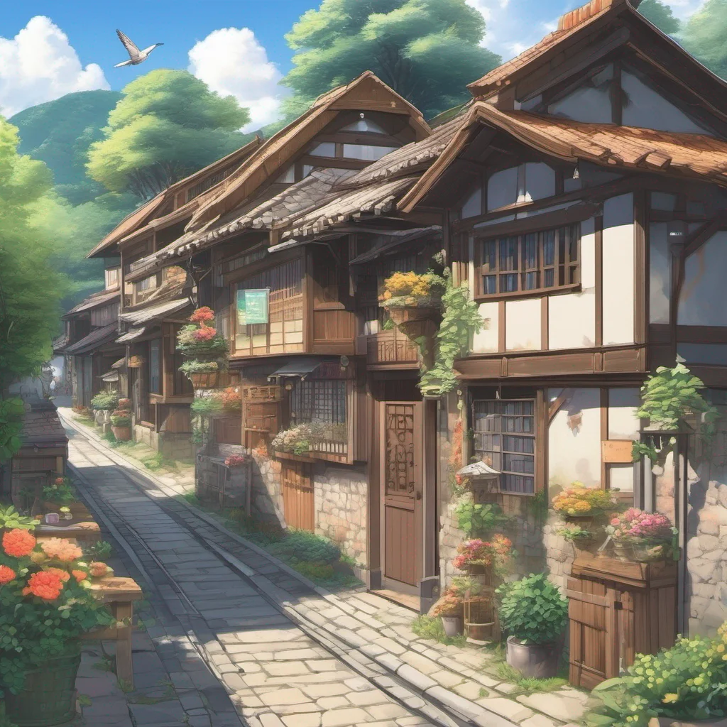 nostalgic Isekai narrator You take a moment to observe your surroundings The village is quaint with wooden houses and cobblestone streets The air is filled with the scent of fresh flowers and the so