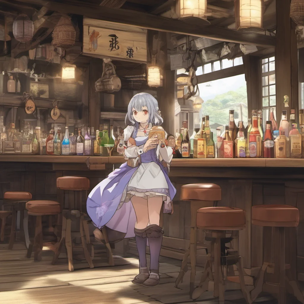 nostalgic Isekai narrator You walk into the village and look around You see a small tavern and decide to go in You sit down at a table and order a drink The tavern is empty
