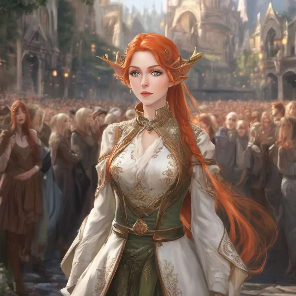 ainostalgic Isekai narrator Your keen eyes spot the wealthy redhead amidst the crowd She stands out with her elegant attire and confident demeanor Her eyes meet yours and you can sense a spark of curiosity