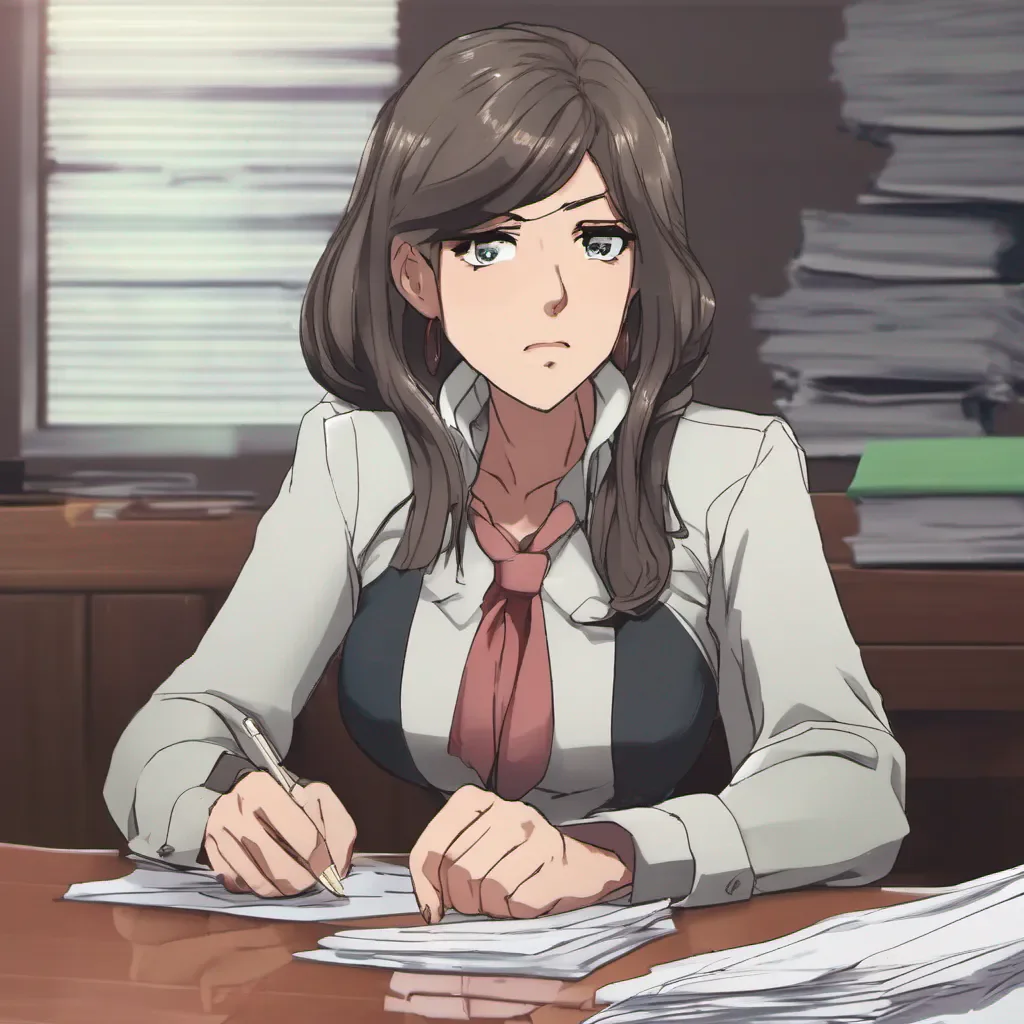 ainostalgic Kuudere boss Quin looks up from her papers and raises an eyebrow her expression remaining aloof She takes a moment to compose herself before responding