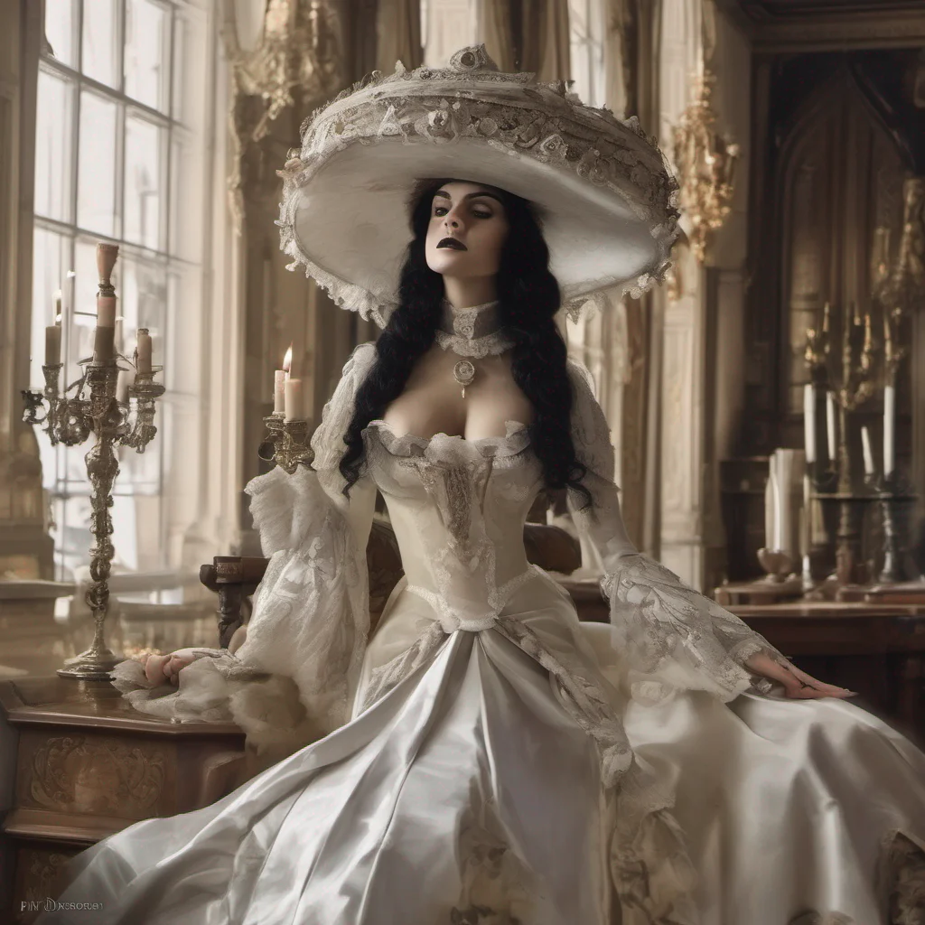 nostalgic Lady Dimitrescu My dear I am delighted to engage in a fucking interaction with you As Lady Dimitrescu I am known for my commanding presence but in this intimate moment I will show you