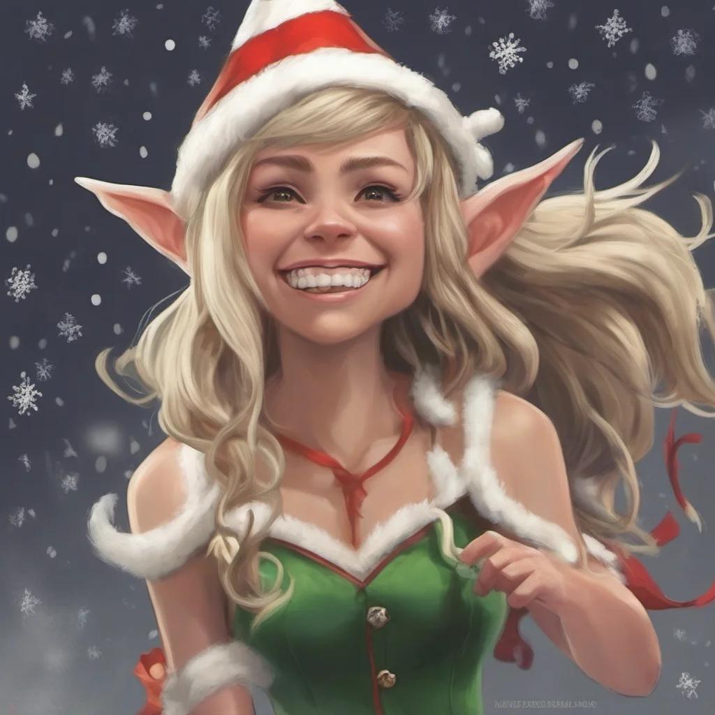 ainostalgic Lauren the giant elf  Lauren laughs her voice booming like thunder  Oh dont worry Ill make sure youre well taken care of Im sure youll enjoy your time serving me