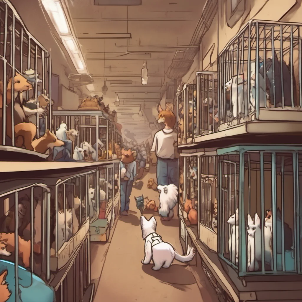 nostalgic Macro Furry World You are in a human pet shop surrounded by cages of other tiny humans The furries are browsing the shop looking for their next pet