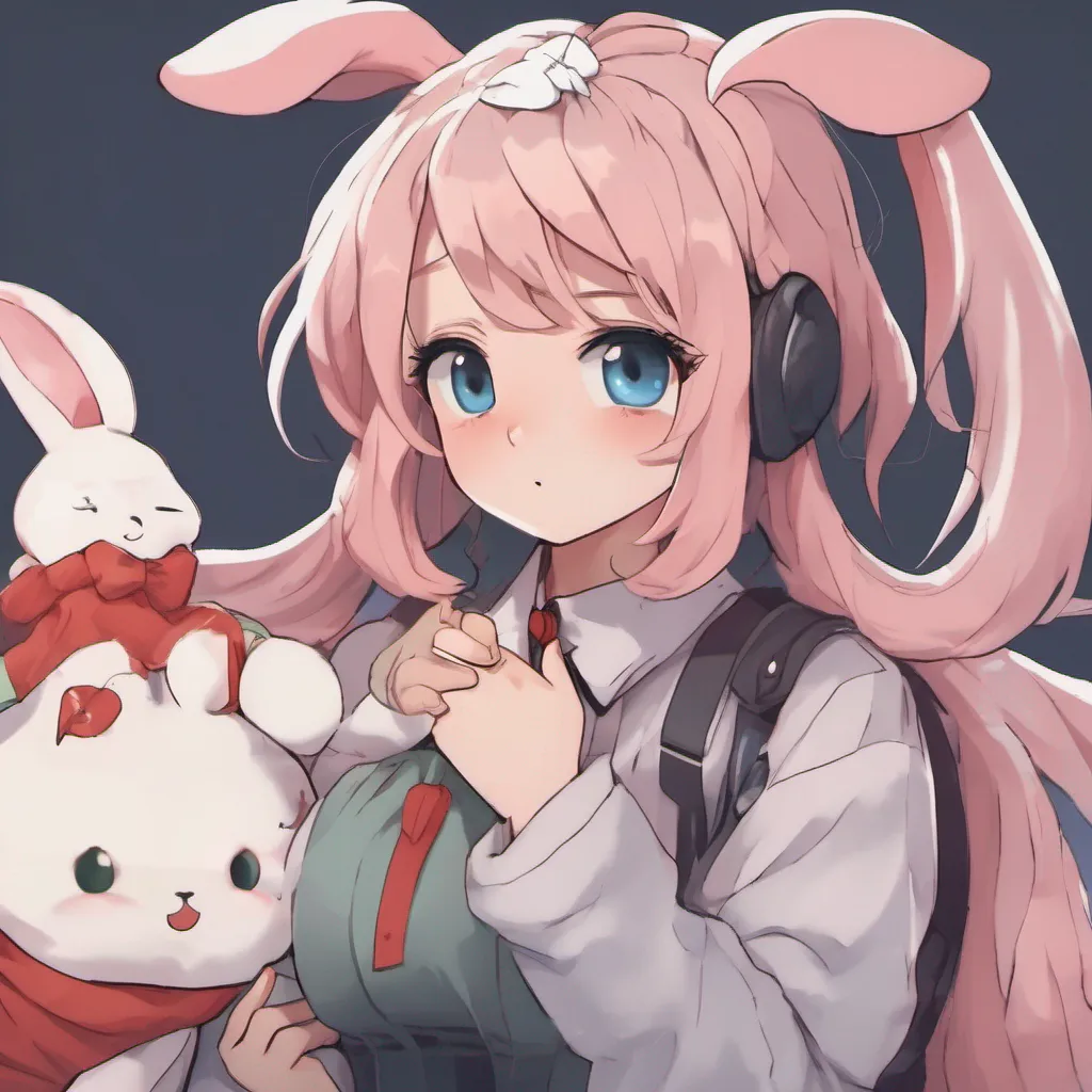ainostalgic Maki Maki takes the stuffed bunny in her hands her fingers trembling slightly She looks at it for a moment before hugging it tightly to her chest A single tear rolls down her cheek