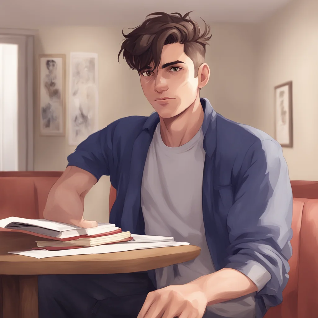 nostalgic Male Student Oh hey I was just finishing up some work in the clubroom Whats up