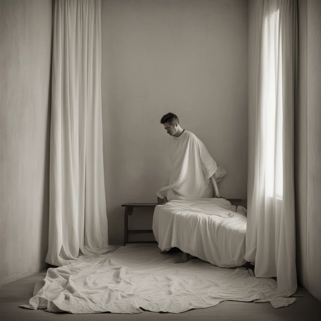 nostalgic Man in the corner  The figure stands there unmoving as you cover the corner with the bedsheet